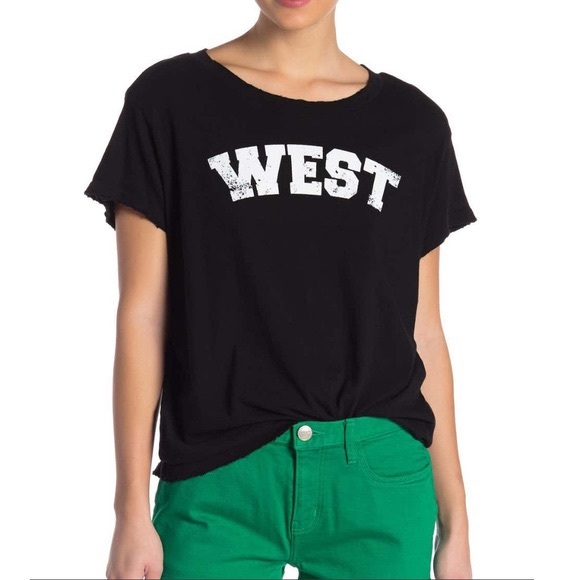 Current/Elliott Tops - Current Elliott Distressed Crewneck West Graphic T